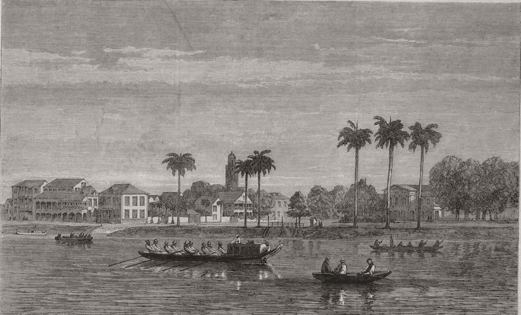 SURINAM. Surinam. Government-House-Square, Paramaribo, Surinam 1864 old print